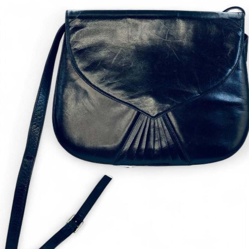 VTG Vintage Avant Garde Bally Black Leather Saddle Bag Cinching Goth Witch Pinup
